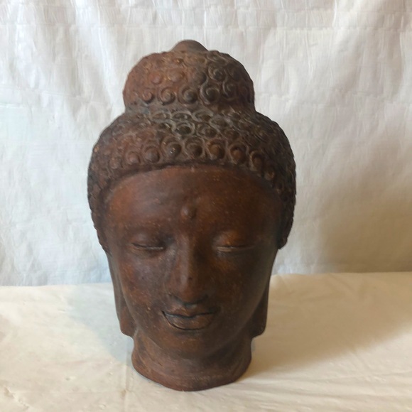 Buddha meditating: outstanding terra cotta pottery head highly detailed VTG - Picture 2 of 7